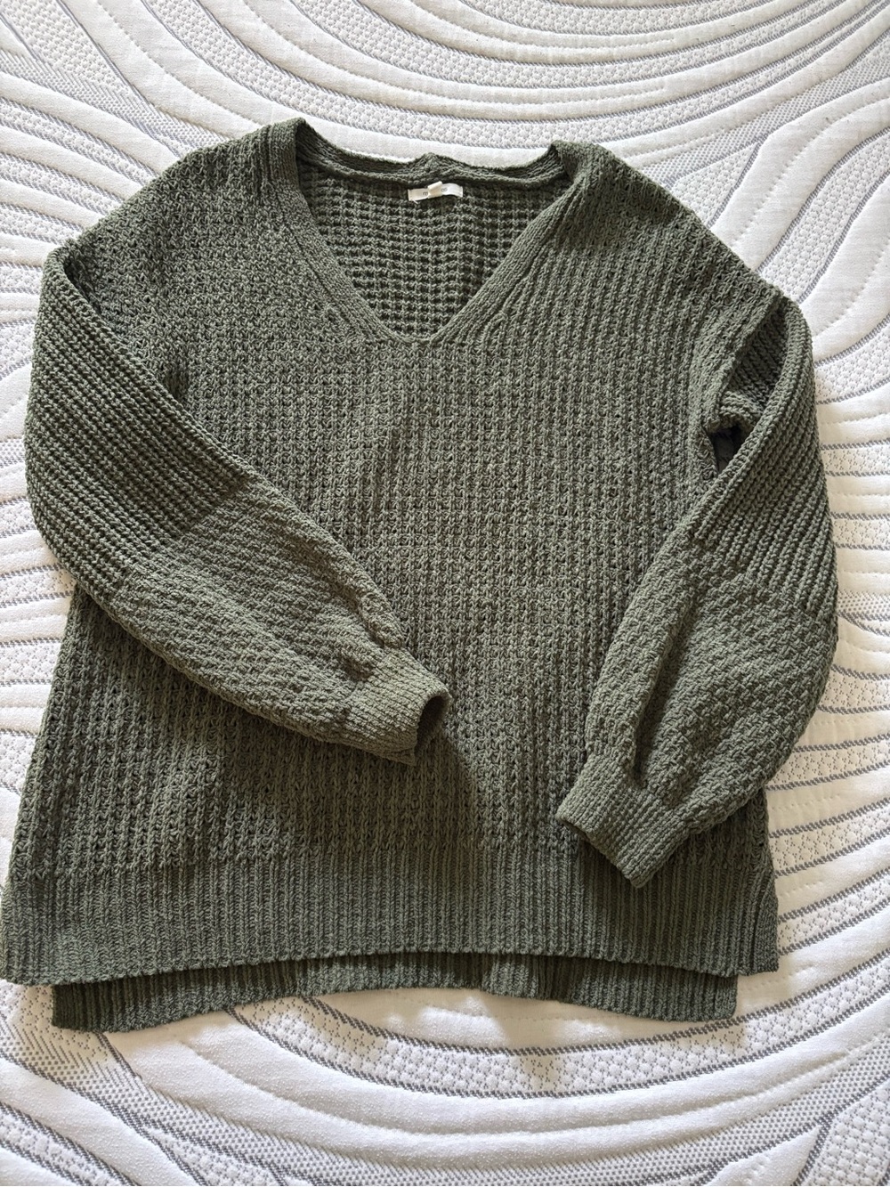 Maurice’s Olive Green V-Neck Waffle Knit Sweater